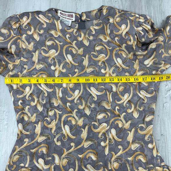 Maggy London Jeannene Booher Silk Long Sleeve Ruffle Fancy 80s Vintage Dress 10 - Picture 9 of 12